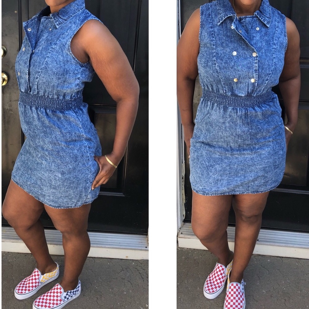 Acid wash soft denim dress